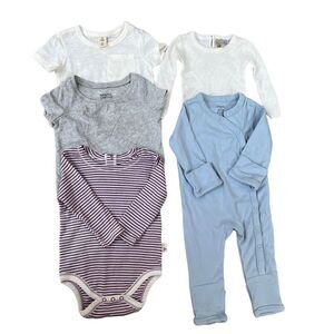 Set of 2 short sleeve shirts, 2 bodysuits, 1 long sleeve cotton sz 3 M NWOT baby